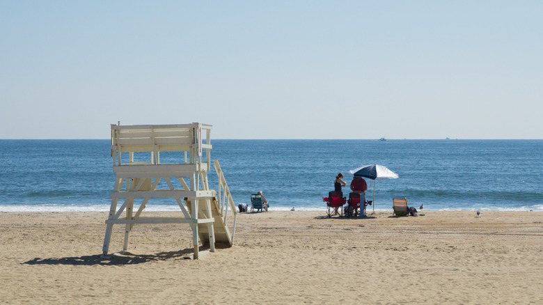An sparsely-crowded beach in Sea Girt, New Jersey