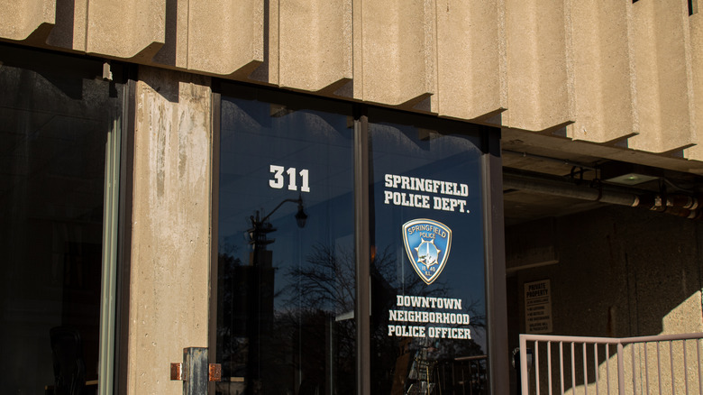 door to Springfield police department in Illinois