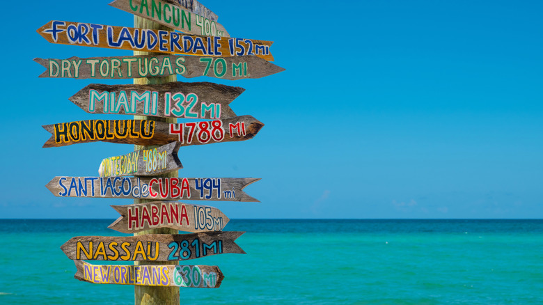 Beach directional sign in Key West, Florida