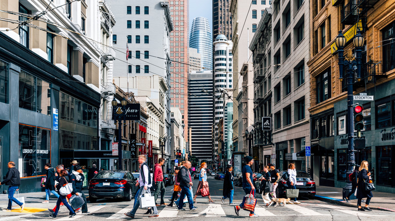 Pedestrians on crossing in San Francisco