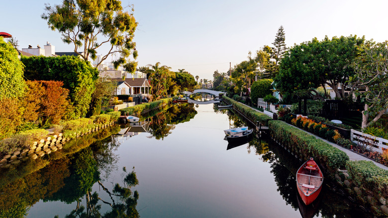 Venice beach's Italian-style canal in California