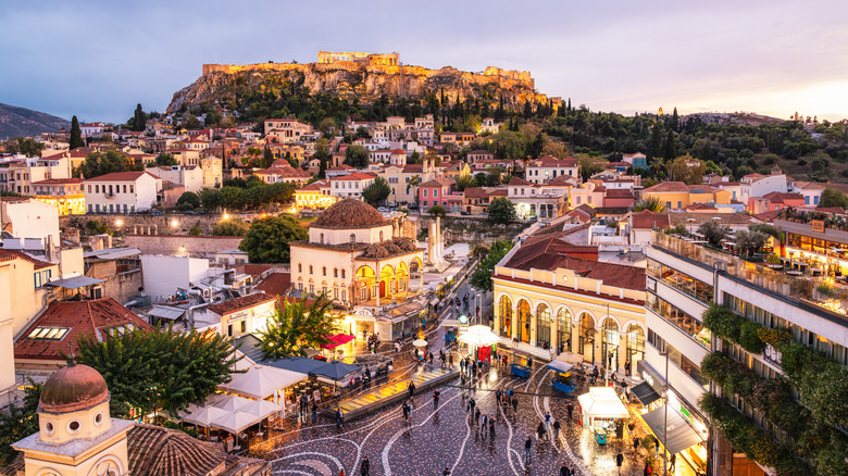 The city of Athens with the Acropolis in the background