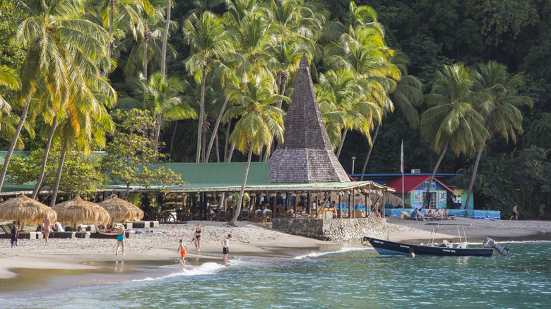 Shoreline view of Anse Chastanet resort and beach