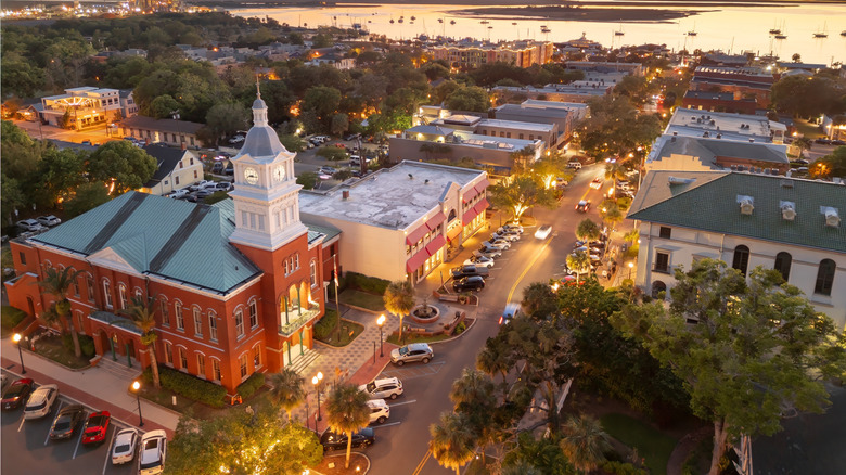 Fernandina Beach downtown at sunset
