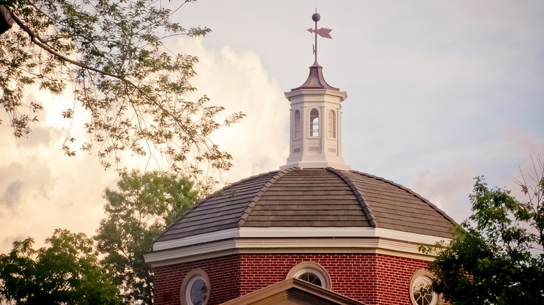 Truman Hall rooftop with clouds in the backround.