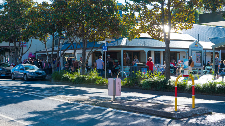People enjoying downtown shopping and dining in Berry, NSW, Australia