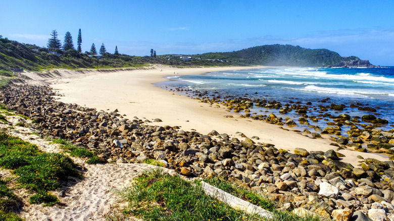 Boomerang Beach in Pacific Palms, NSW, Australia, on a sunny day