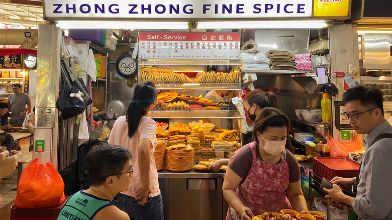 View of the famous Famous  Zhong Zhong fried fritter stall at Bukit Timah Market & Food Centre in Singaporee