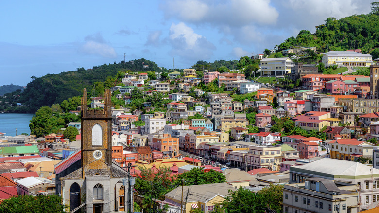 Grenada's colorful capital, St Georges, with bright colonial architecture