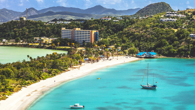 The clear waters of Deep Bay Beach on Antigua and Barbuda