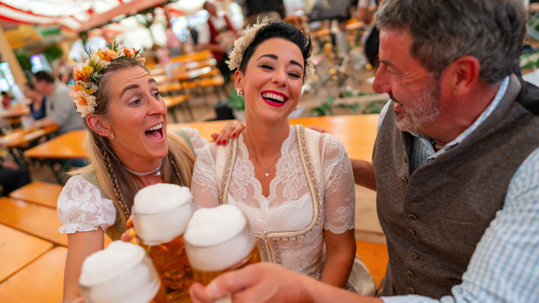 Drinking beer at the Munich Beer Festival.