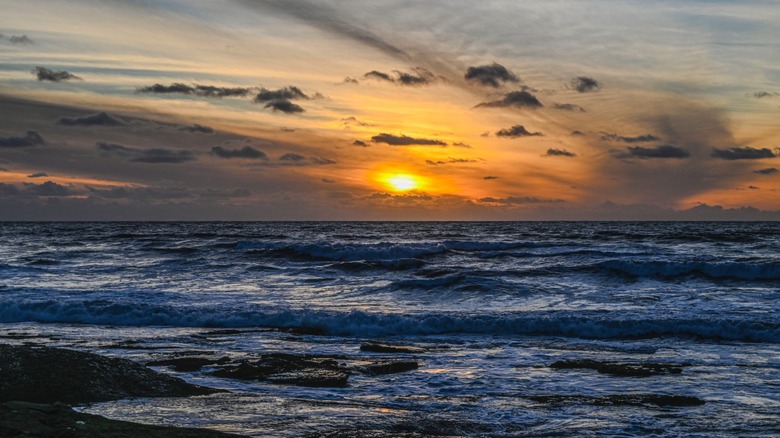 A cloudy San Diego sunset over the ocean