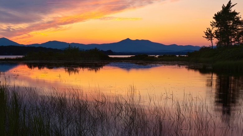 sunset on Ossipee Lake