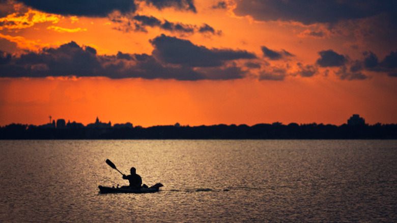 Kayaking and fishing on the shallow waters of the Biscayne Bay