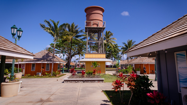 Kapa'a, Hawai'i US - February 18, 2024: Coconut Marketplace, quaint open-air downtown shopping village with stores, restaurants, coffeeshops and local art
