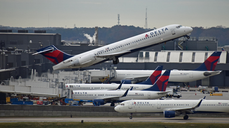 Plane taking off at Atlanta International Airport