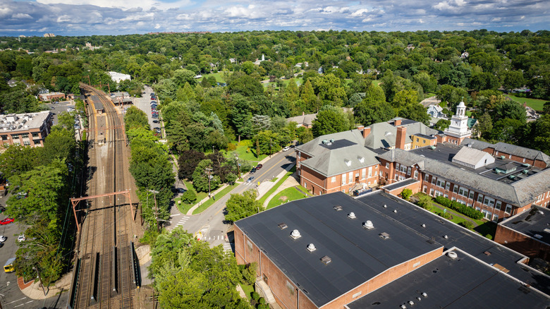 aerial view of Maplewood buildings and trees