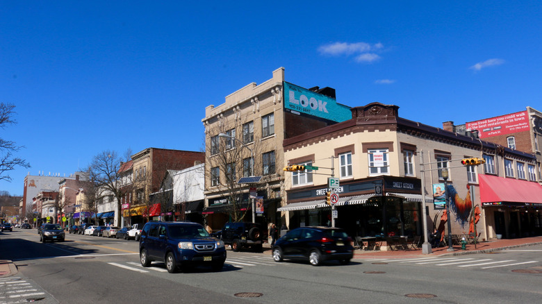 quiet street in downtown Montclair