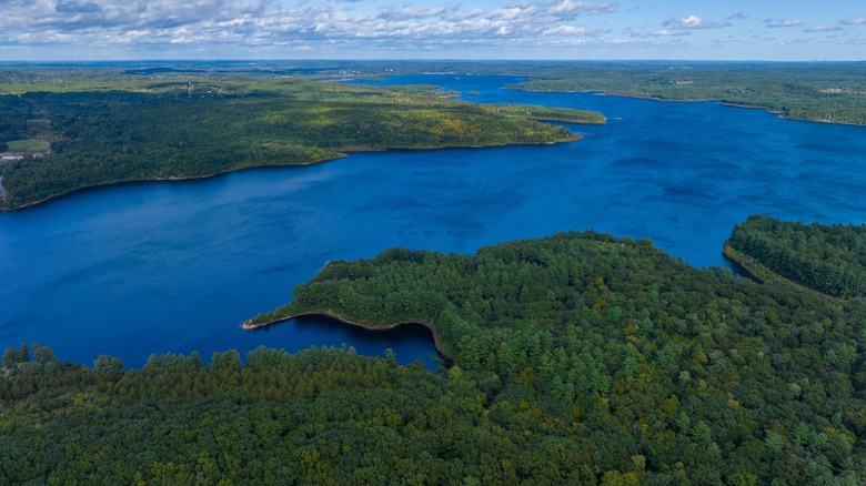 Aerial view of Wachusett Reservoir in Massachusetts