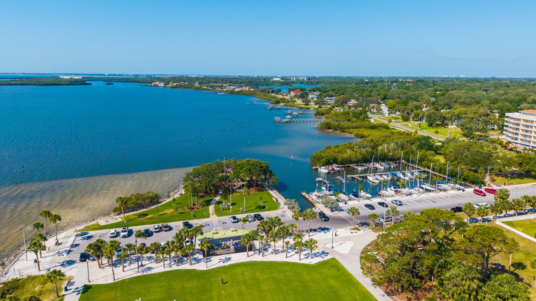 An aerial view of downtown Safety Harbor
