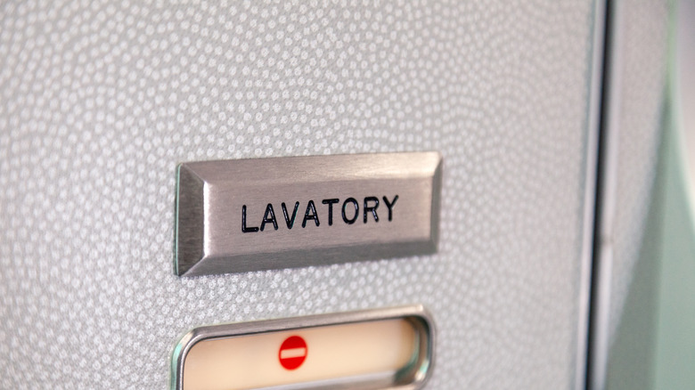 Locked airplane lavatory