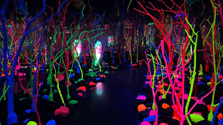 Neon shrubberies at Meow Wolf Grapevine