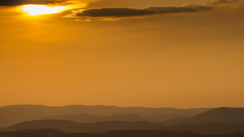 Golden sunset above the Allegheny Mountains