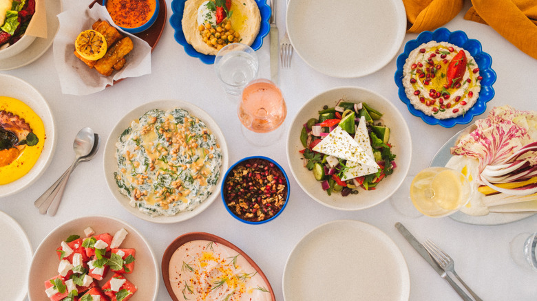 Different Mediterranean dishes in Cleo restaurant Miami Beach