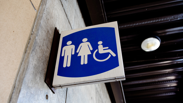 A sign for a public bathroom
