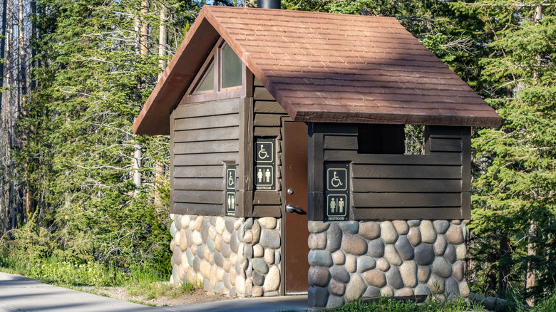 Facade of a public bathroom in Wyoming's Grand Teton National Park