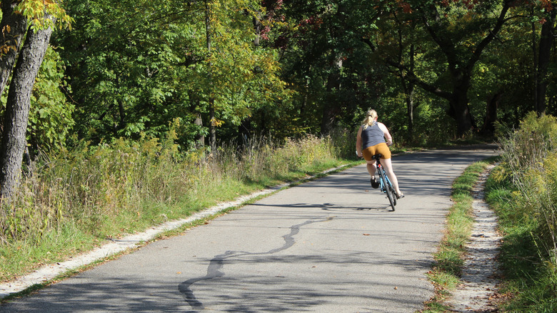 Cyclist on the North Branch Trail in Illinois