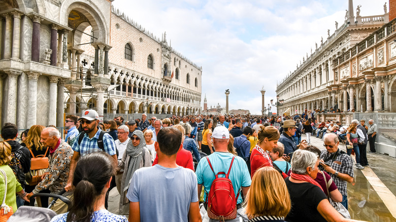 Streets of Venice, Italy, crowded with tourists