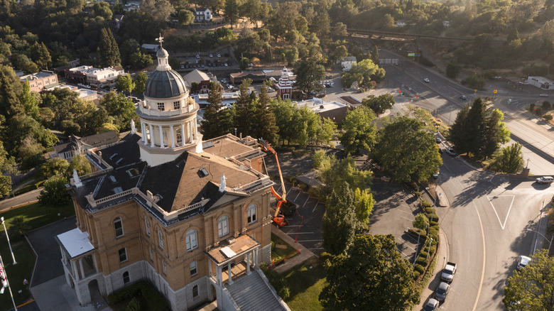Aerial of Auburn courthouse in Placer County