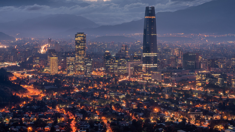 Santiago, Chile skyline at night