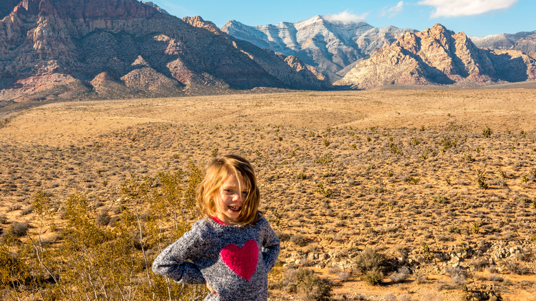 A child standing in Red Rock Canyon near Las Vegas