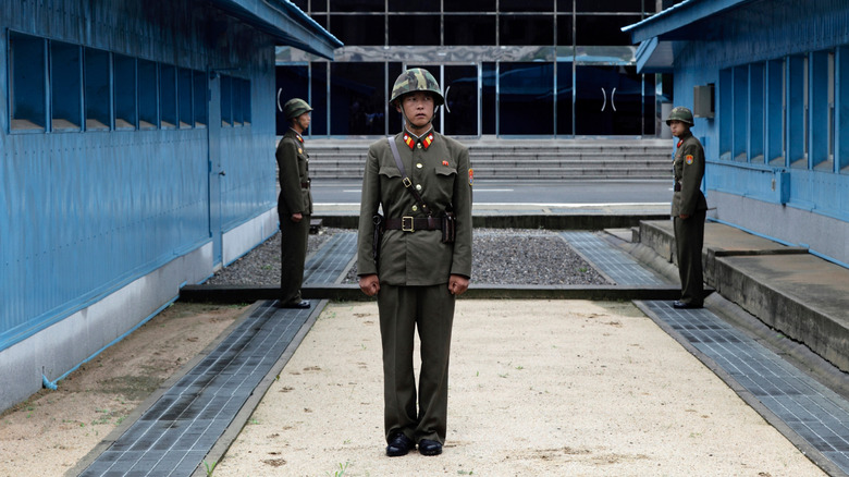 North Korean soldiers at the DMZ's Joint Security Area