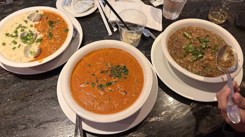 Alaskan chowder dirty style, combo pan roast, and crab gumbo at Palace Station Oyster Bar, Las Vegas