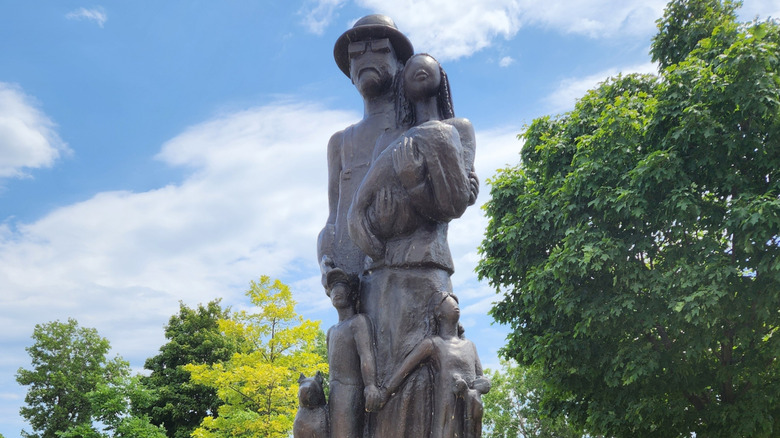 Bronze sculpture in the middle of the park