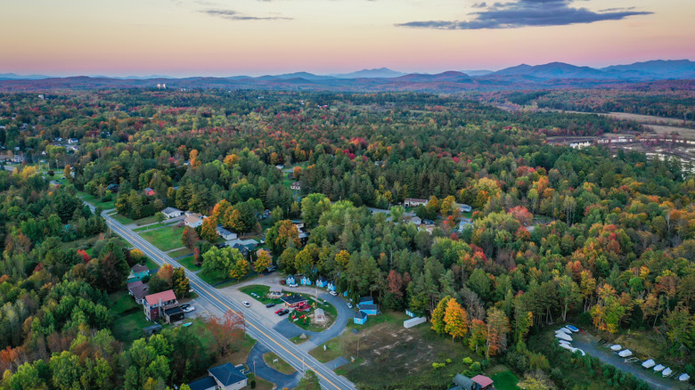 Tupper Lake, New York at sunset in early fall