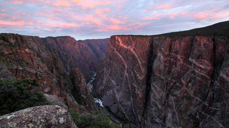 Morning light hitting the cliffs at black canyon of the gunnison.