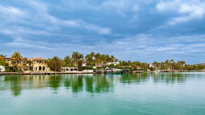Row of mansions on the waterfront in Miami's Millionaire Row