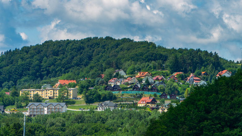 Accommodations on green hills in the village of Polanczyk near Lake Solina