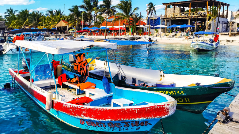 Boats docking on Isla Mujeres, Mexico