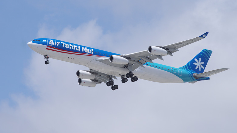 An Air Tahiti Nui plane mid-flight
