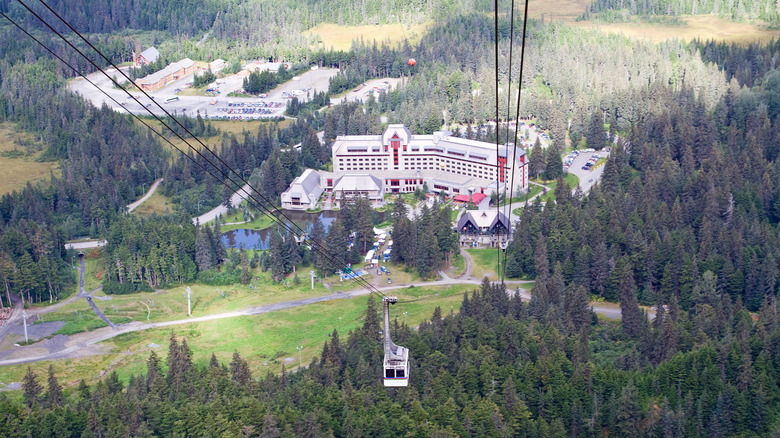 Looking down at Alyeska Resort from the aerial tram