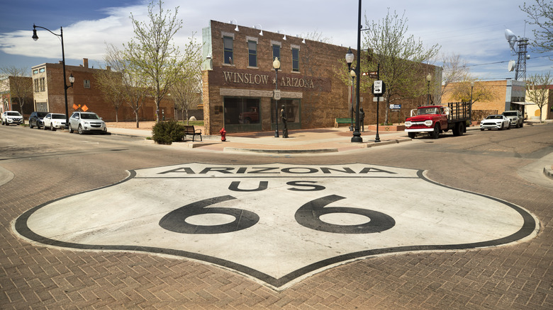 picture of Standing on the corner monument in Winslow