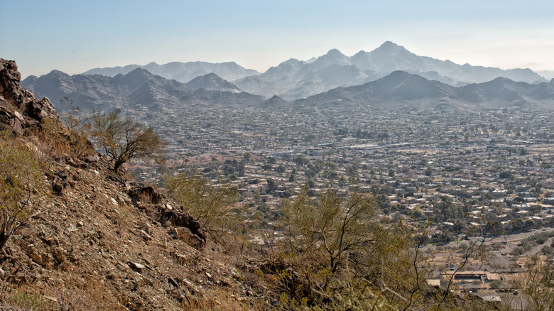 Desert peaks surge around North Mountain Village in Phoenix, Arizona