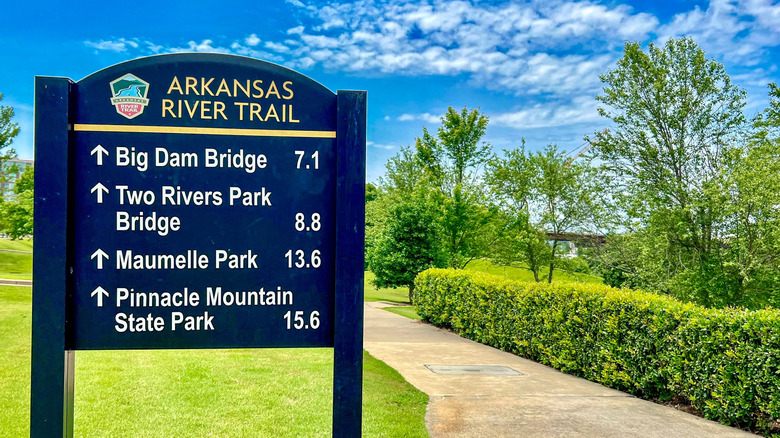 Arkansas River Trail sign near Maumelle, Arkansas