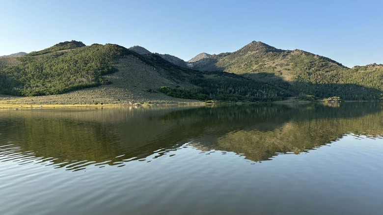 Onion Valley Reservoir and surrounding mountainsides