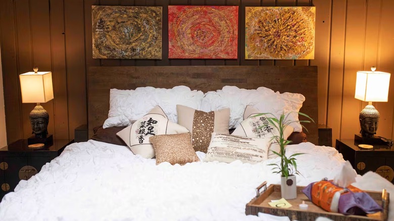 The ZenHouse bedroom with artistic touches and Japanese stylistic features